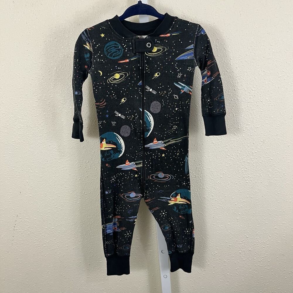 Hanna Andersson Retro Space Print One Piece Pajamas Baby 12-18M Organic Cotton